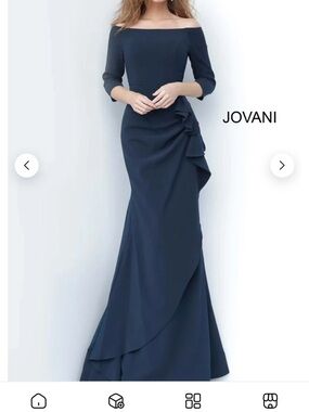Jovani Off-Shoulder Hunter Green Gown